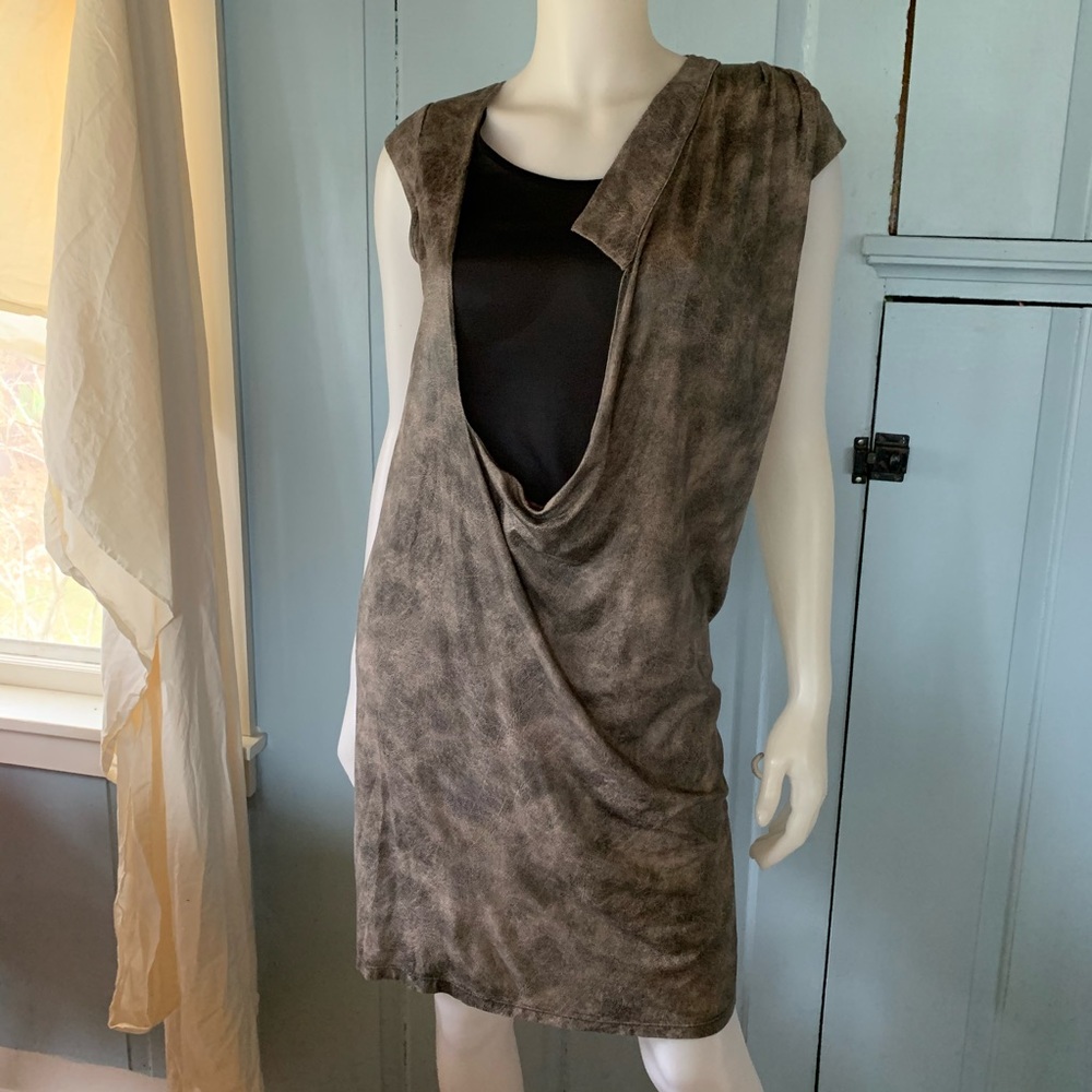 VPL Asymmetric Body Con Sheer Inset Dress